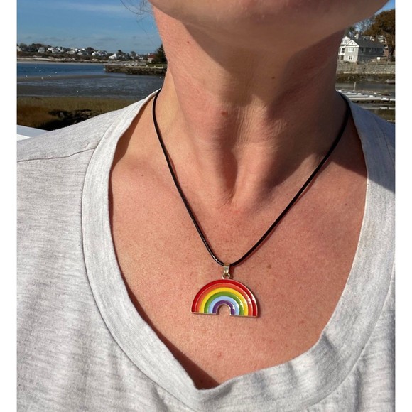 Rainbow necklace on adjustable wax rope (reversible to gold colored metal) - Picture 10 of 12